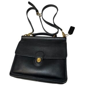 Vintage Leather Coach Willis Black Crossbody Handle Bag